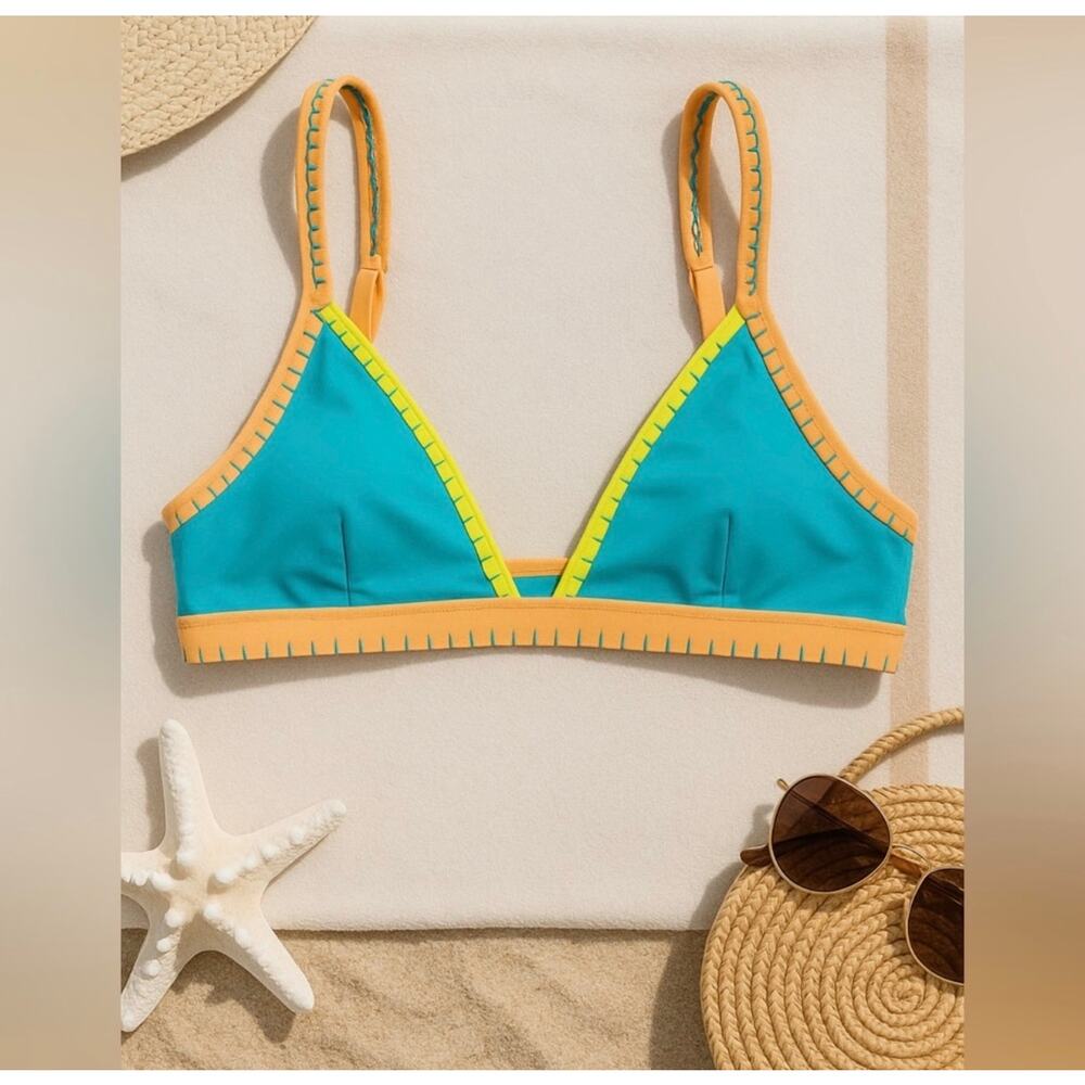 Woman’s Cupshe Take Me To Tulum Color block Bikini Top Size